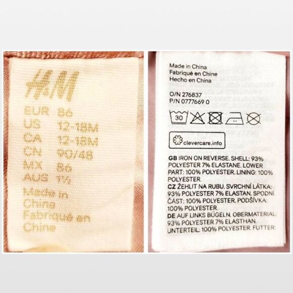 H&M Dress Kid 12-18M Pink Velvet Pleated Bow Tulle - Picture 15 of 16